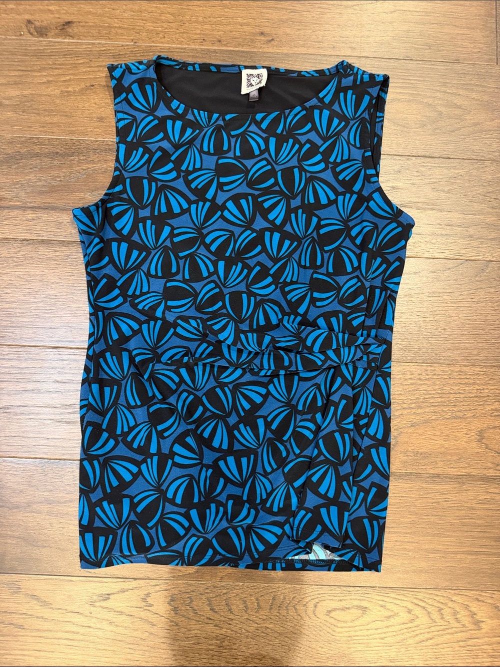 Anne Klein Blue and Black Patterned Women’s Sleeveless Blouse Size XS - C76-050